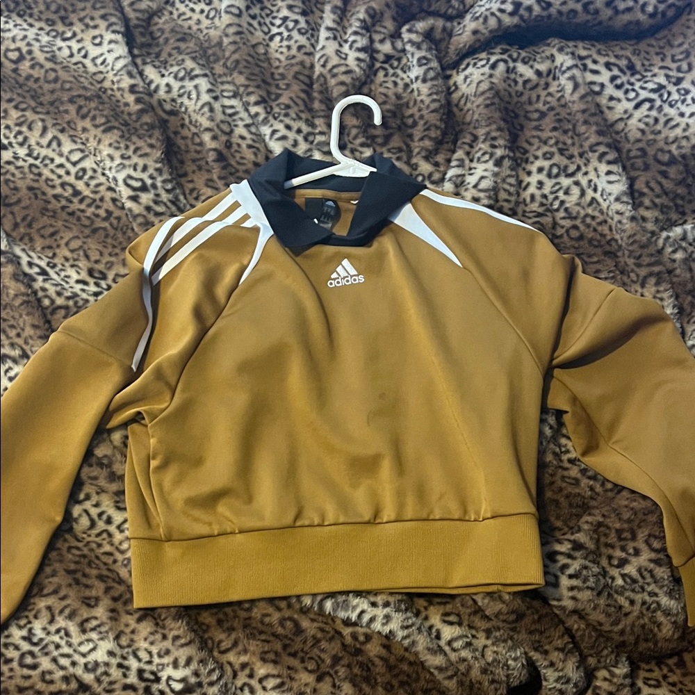 Adidas Gold Hoodie with Black and White Accents